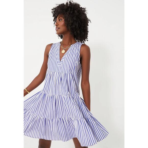 Pomander Place Blue White Stripe Sleeveless Cotton Poplin Kenzo Dress NWT Small - Picture 2 of 9